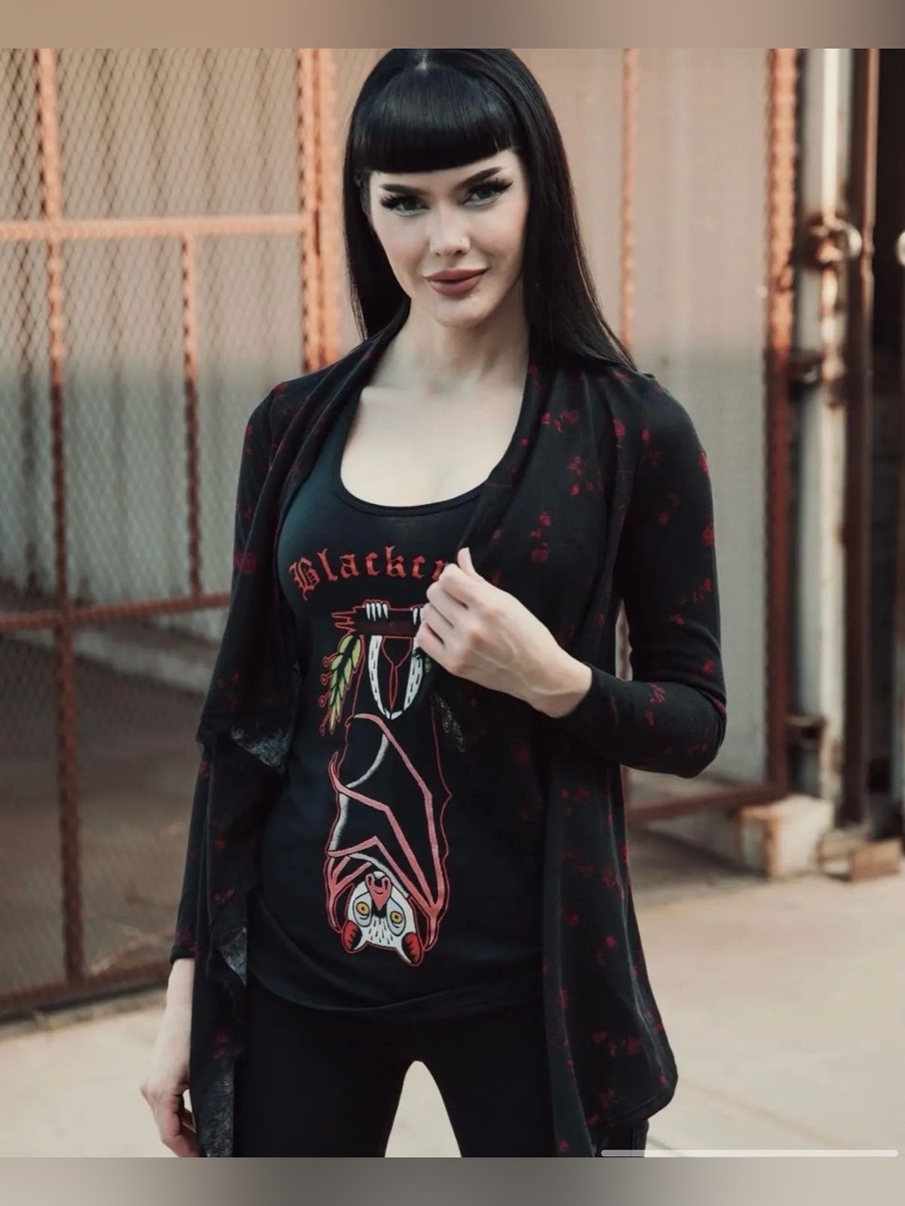 NWT Blackcraft Cult Black Sheer Cardigan Mesh Rose Embroidery Medium Gothic Emo - Picture 5 of 14